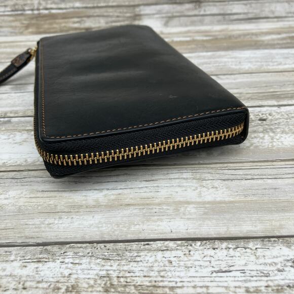 Vera Bradley Wallet Wristlet Black Leather Clutch Zip Minimalist Preppy Casual - Picture 6 of 13